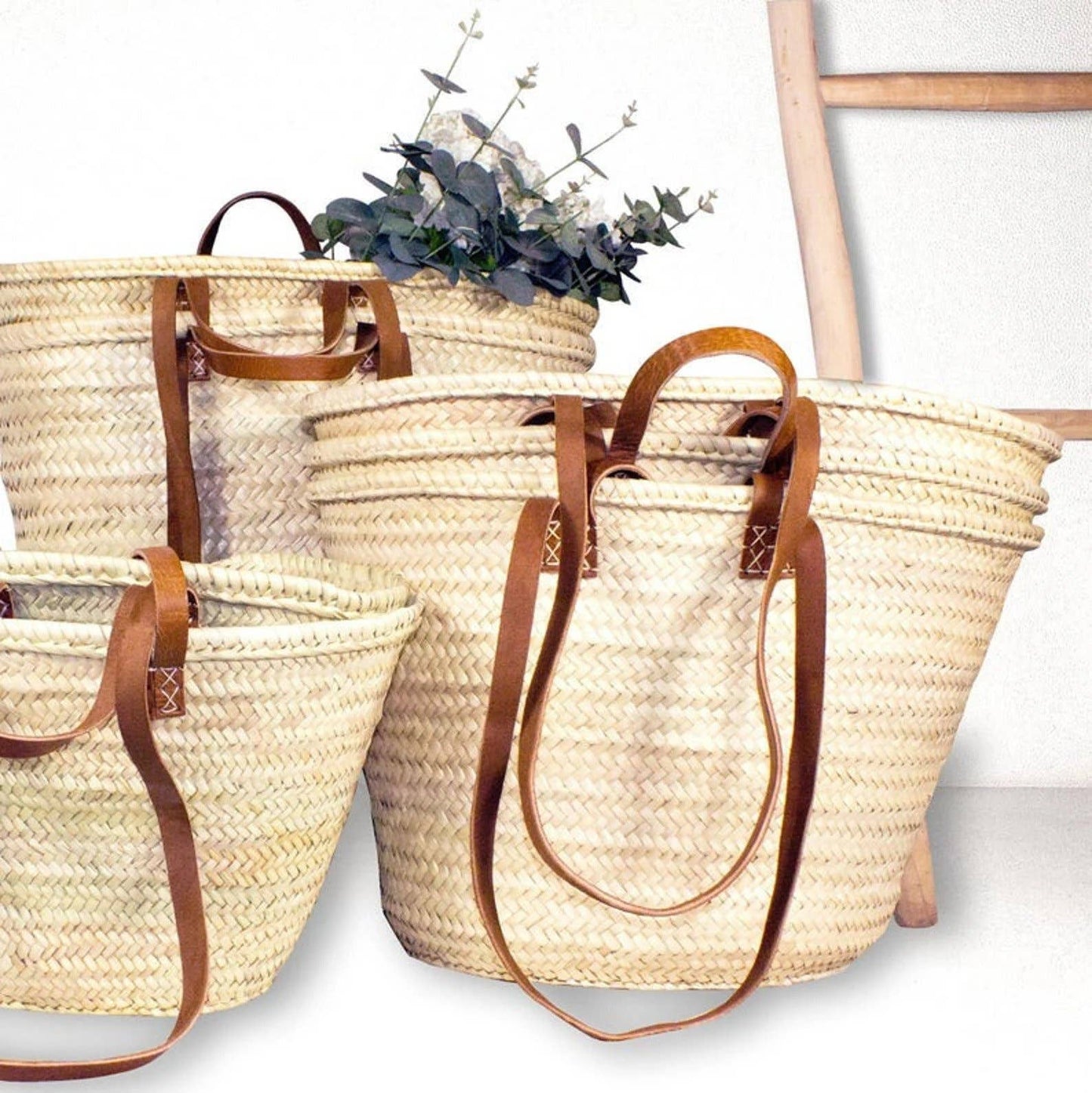 Moroccan Handmade Straw Bag with Leather Handles