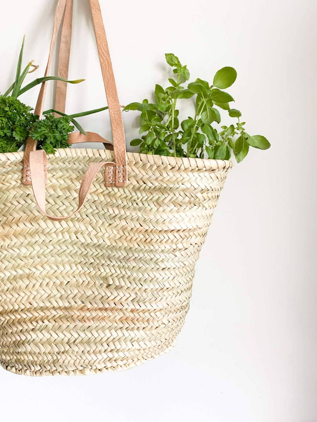 Moroccan Handmade Straw Bag with Leather Handles