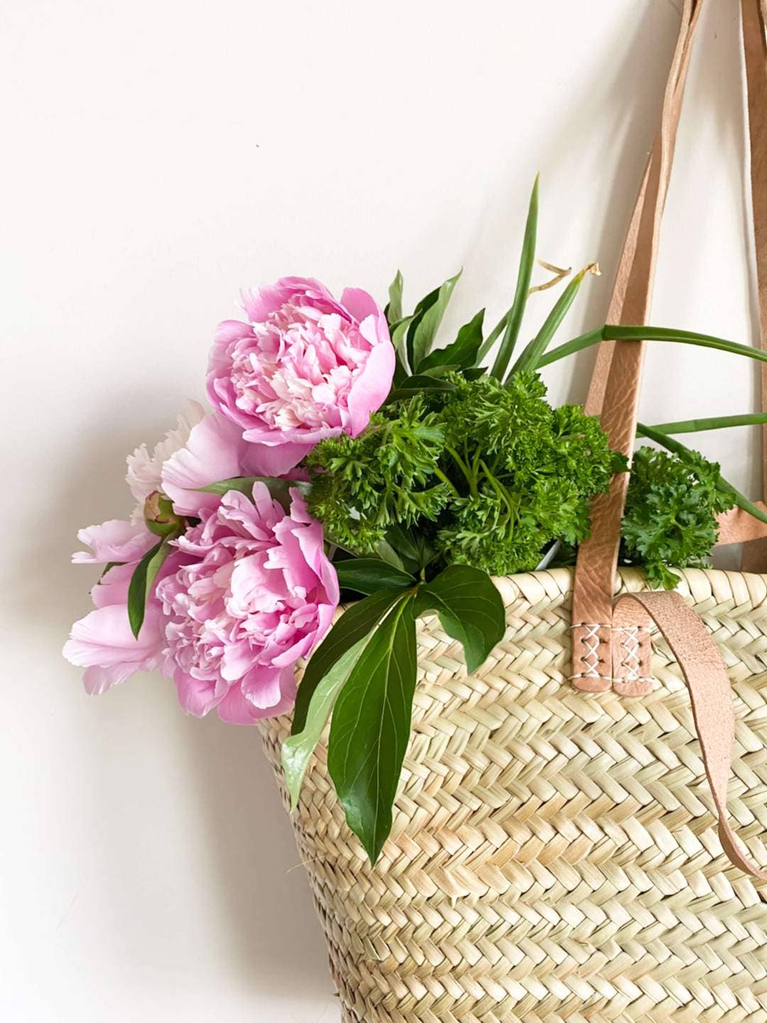 Moroccan Handmade Straw Bag with Leather Handles