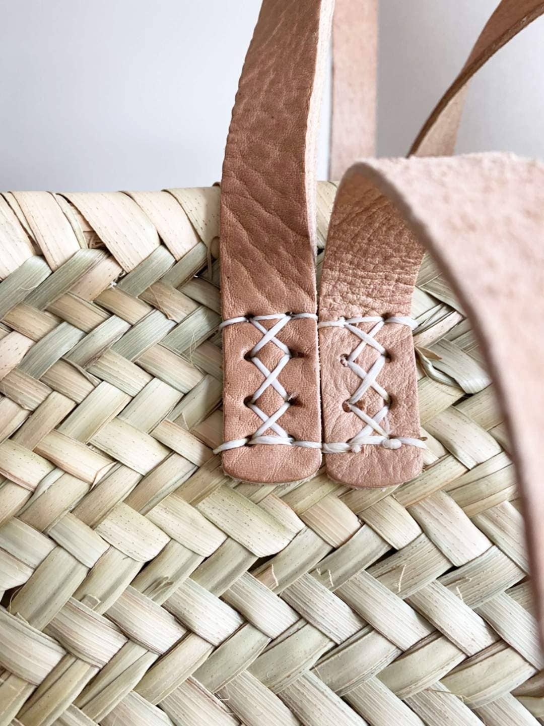 Moroccan Handmade Straw Bag with Leather Handles