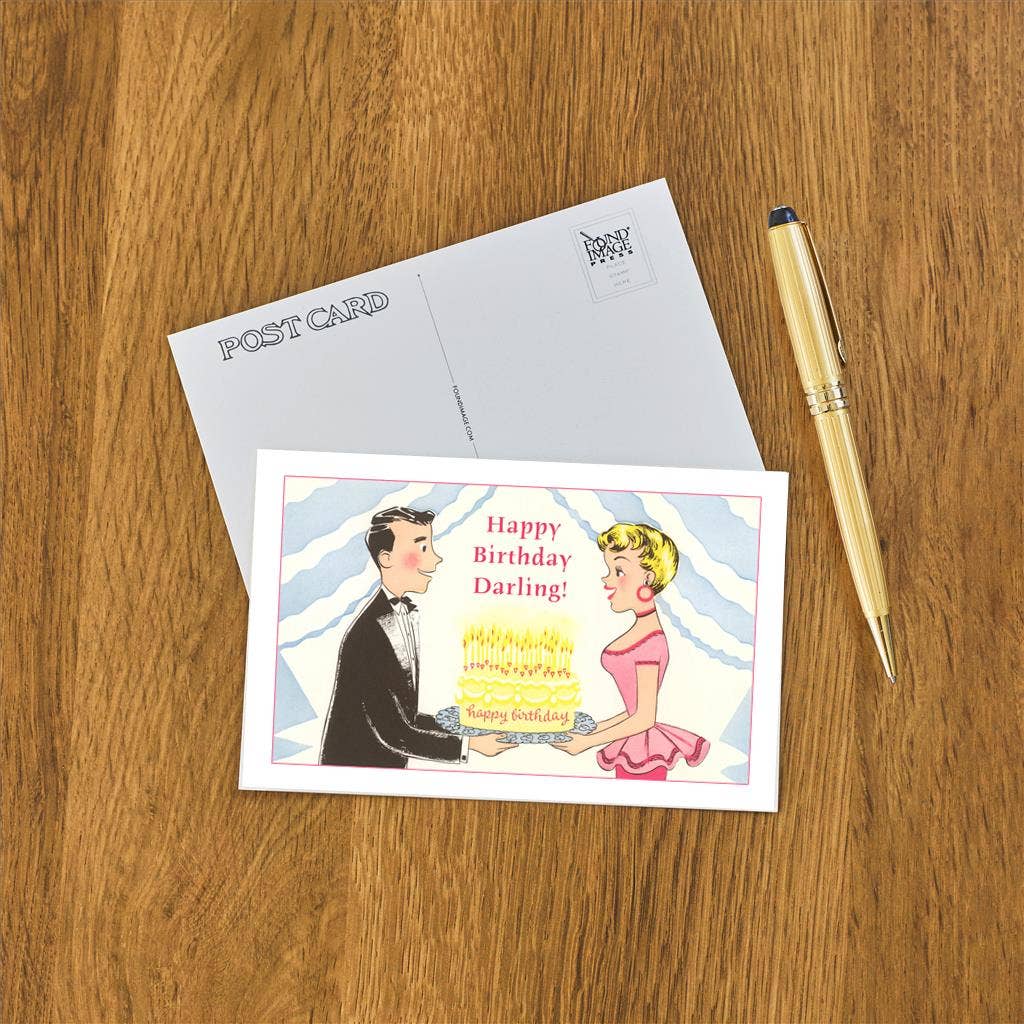 Postcard HB-279 Happy Birthday Darling, Cartoon Couple with