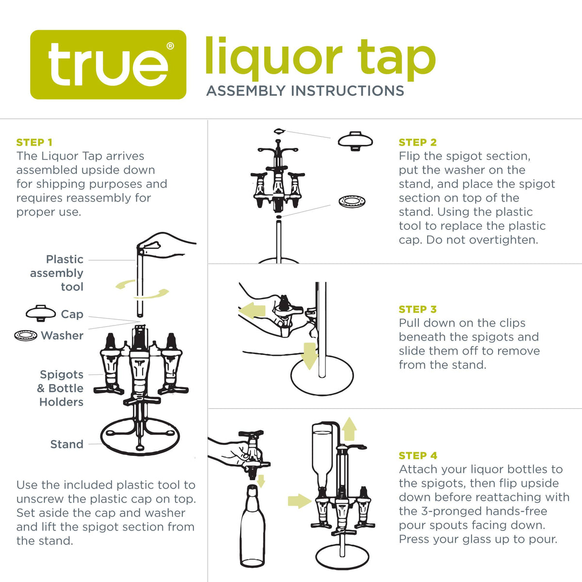 Professional Grade 4 Bottle Liquor Tap w Hands Free Spigots