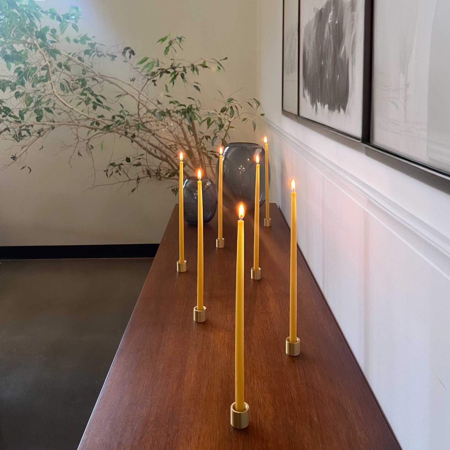 Thin Taper Candle Holder - Solid Brass