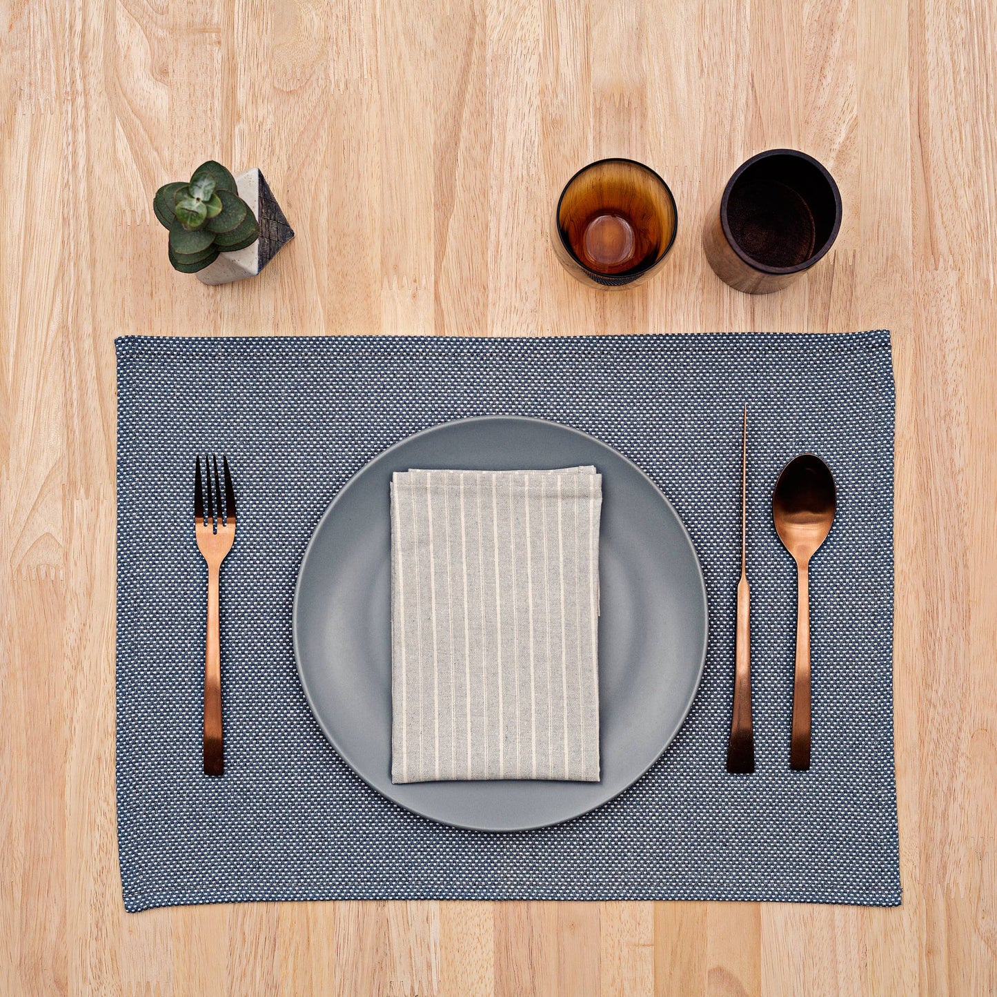 Striped Napkins Blue – Recycled Cotton Set