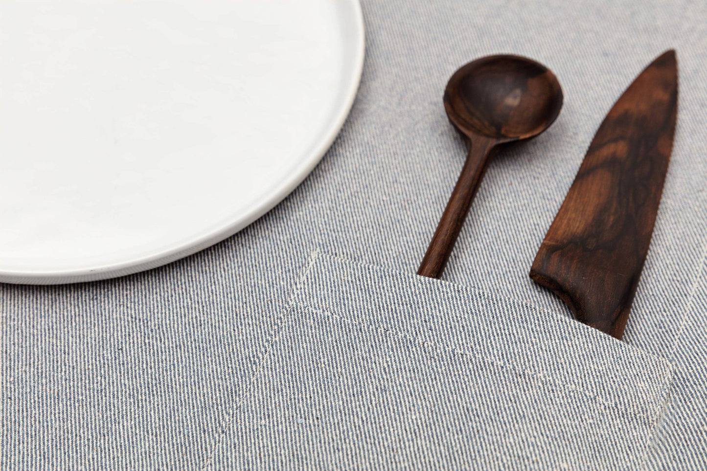 Cloth Placemats with Pocket Denim– Set of 4, 100% Cotton