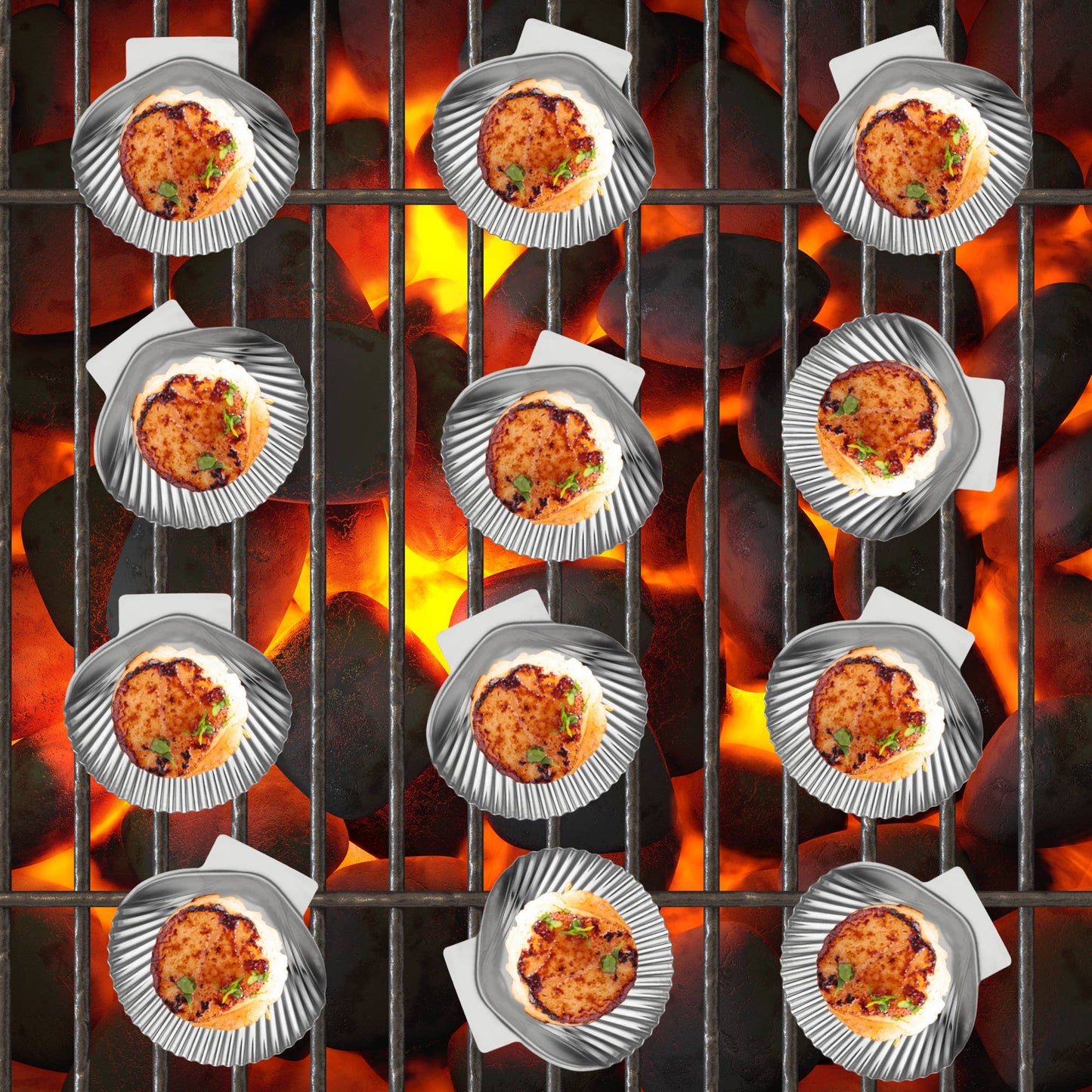 Outset Grillable Sea Shells, Set of 12, 3.25" x 3.5"