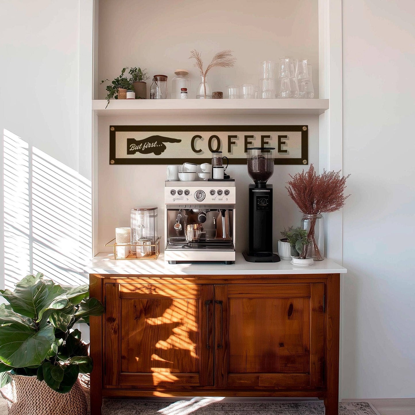 But First, Coffee Felt Sign Banner
