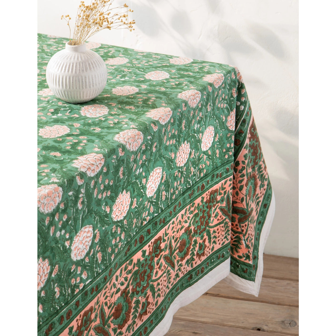 Peony Block Printed Tablecloth - 60x90