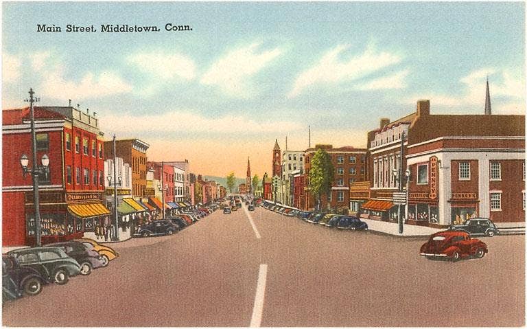 Postcard CT-72 Main Street, Middletown