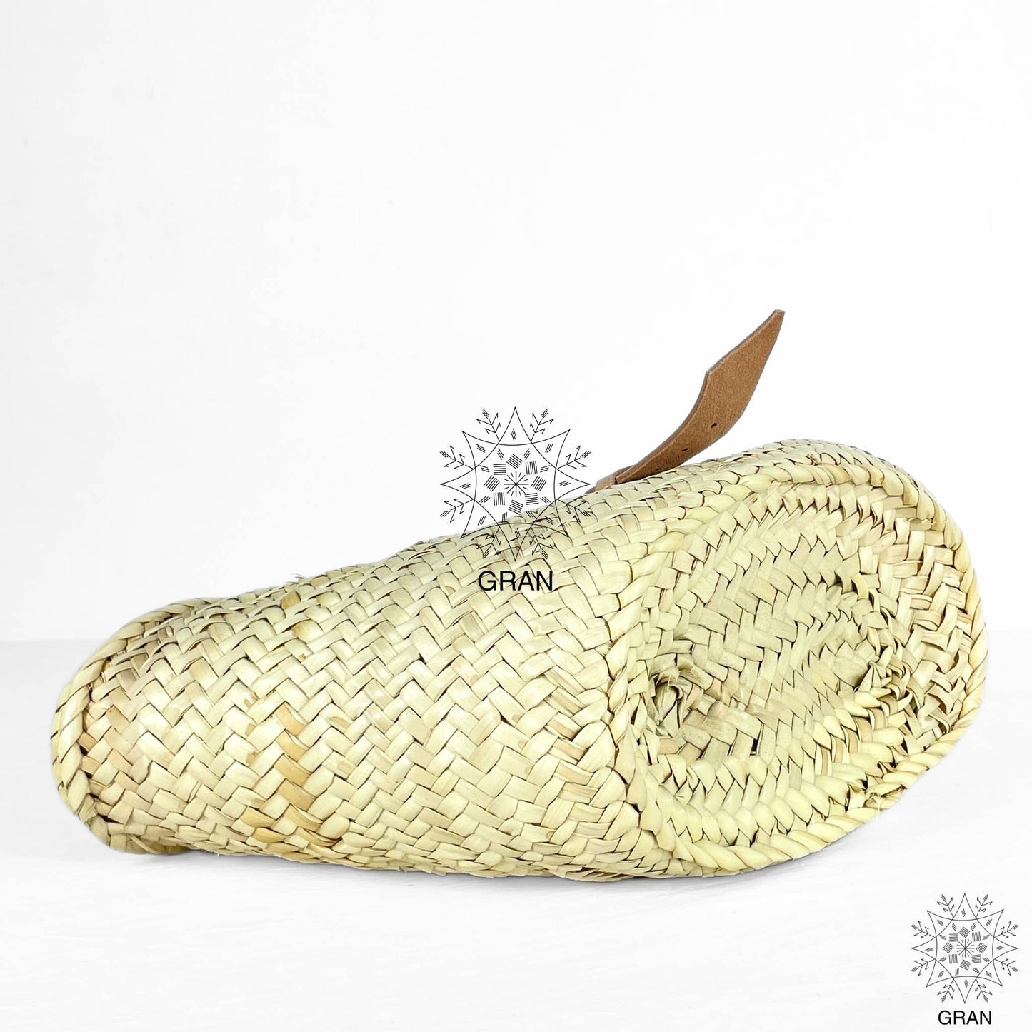 Straw Basket with Leather Buckle & Handle