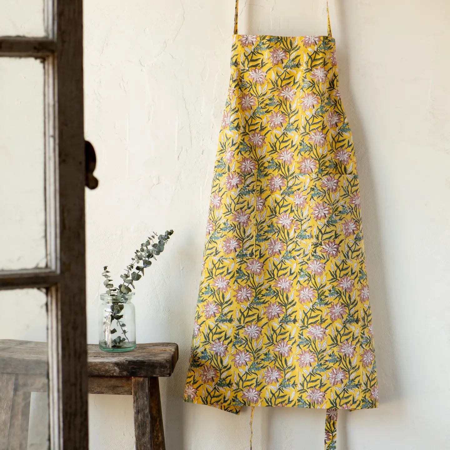 Block Printed Apron - Clematis