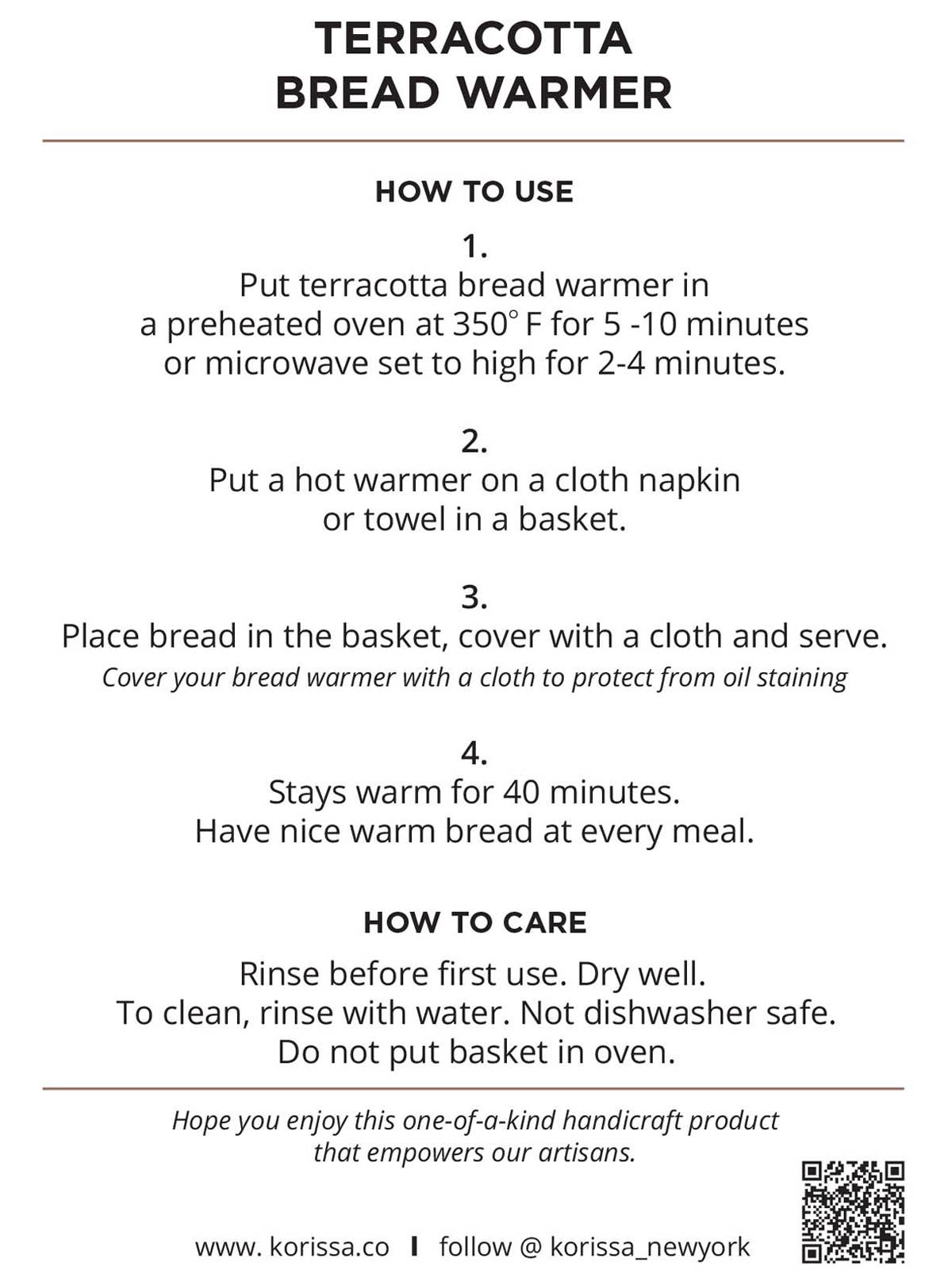 Handmade Bread Warmer & Wicker Basket - Flower