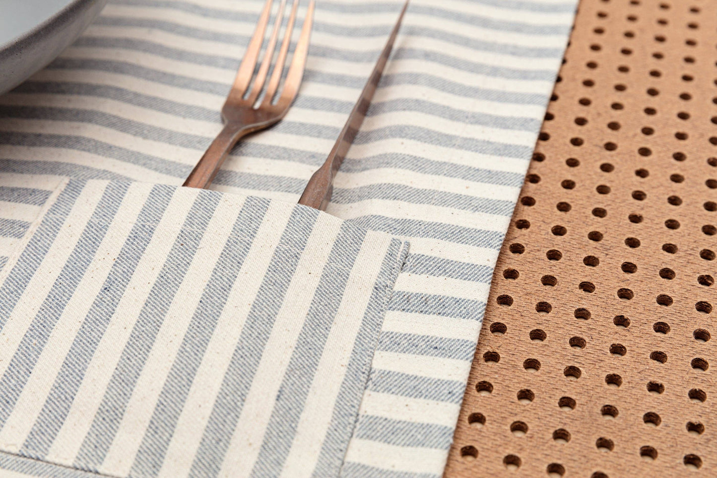 Cloth Placemats with Pocket Denim– Set of 4, 100% Cotton