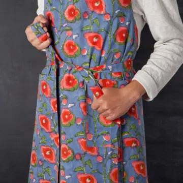 Block Printed Apron - Poppy