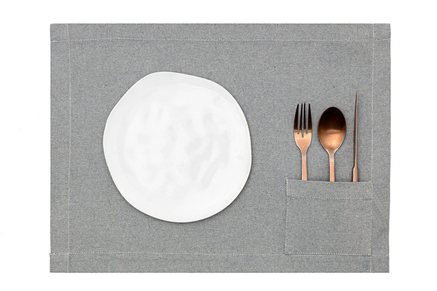 Cloth Placemats with Pocket Denim– Set of 4, 100% Cotton