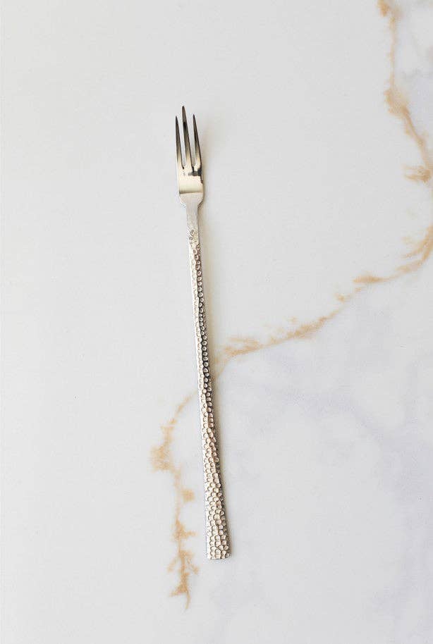 Hammered Stainless Steel Fruit Spoon and Fork