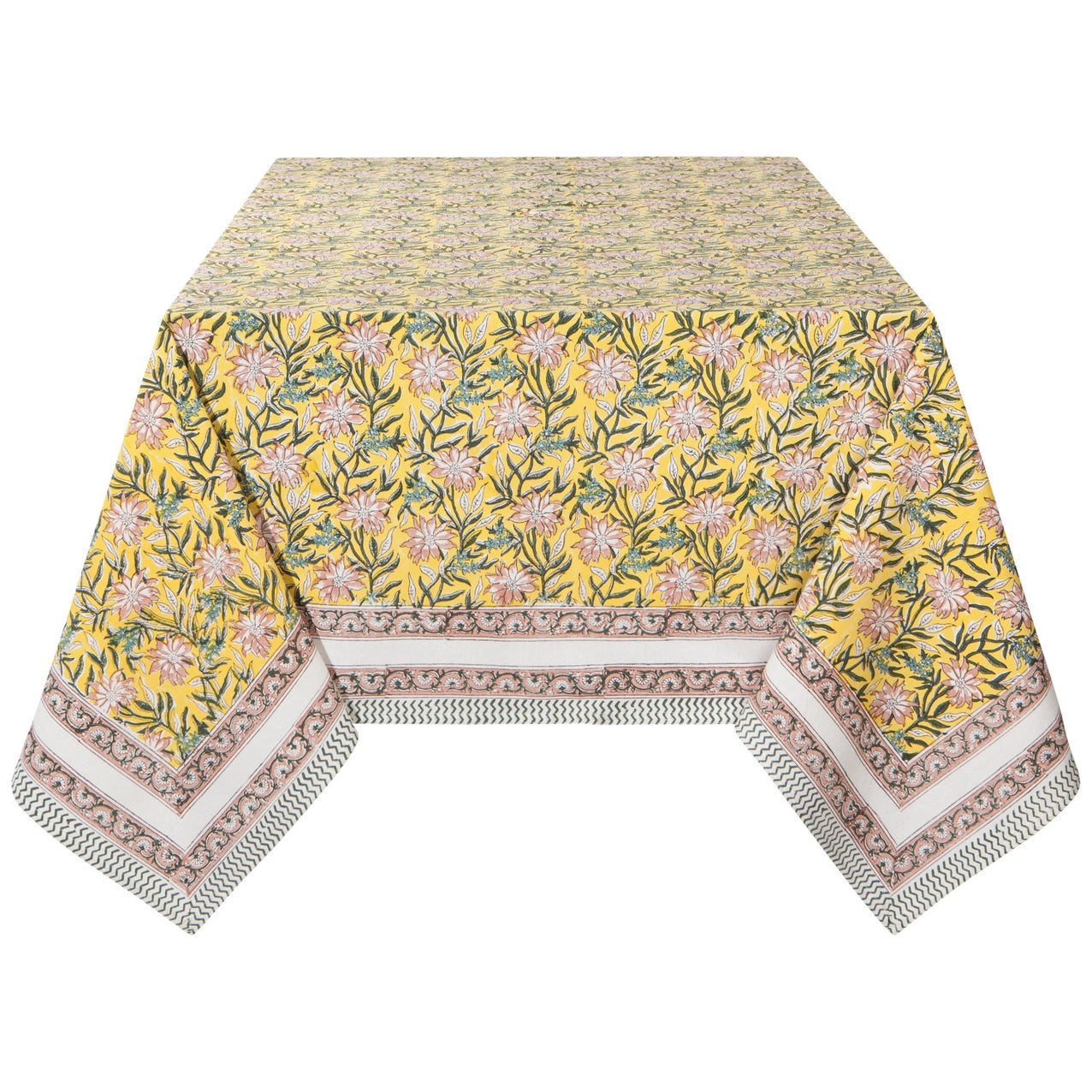 Clematis- Block Printed Tablecloth - 60x90