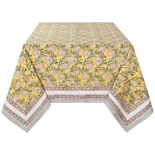 Clematis- Block Printed Tablecloth - 60x90