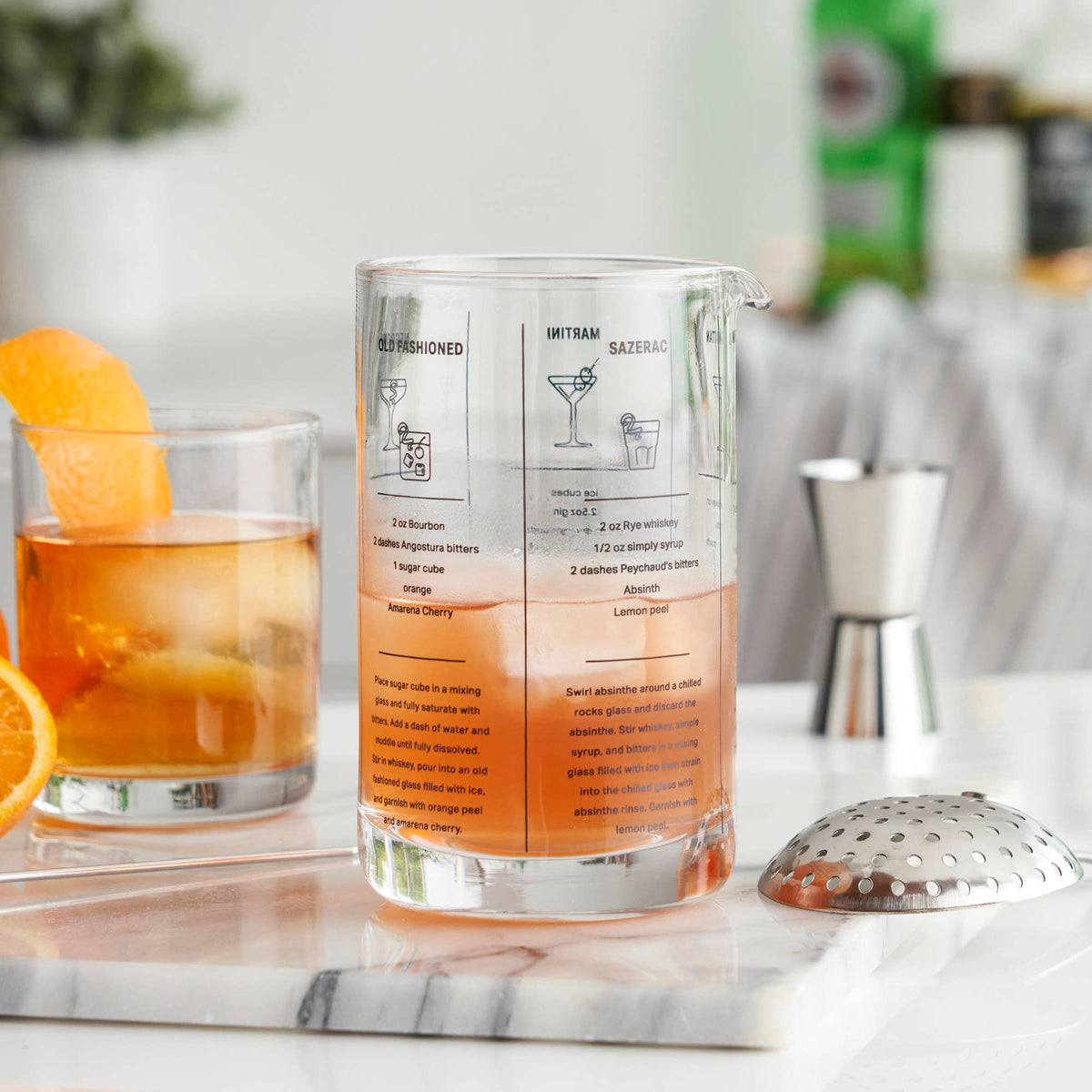 5 Cocktail Recipe Glass Mixing Glass with Heavy Base 17 oz