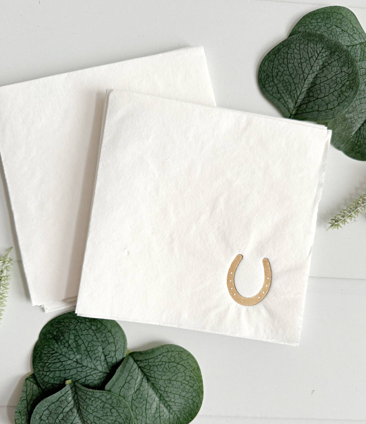 Gold Horseshoe Equestrian Cocktail Napkins | Set of 16