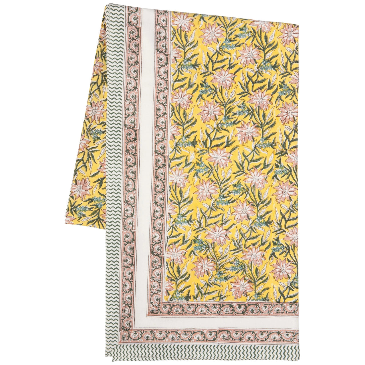 Clematis- Block Printed Tablecloth - 60x90