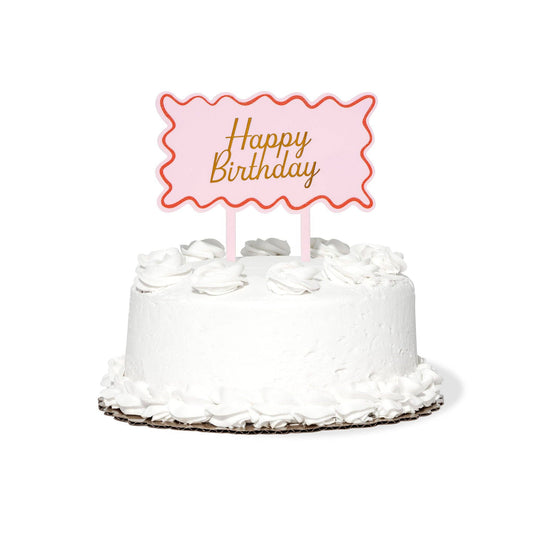 Pink & Red Birthday Acrylic Cake Topper