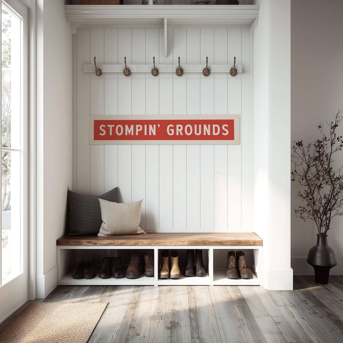 Stompin' Grounds Felt Sign Banner
