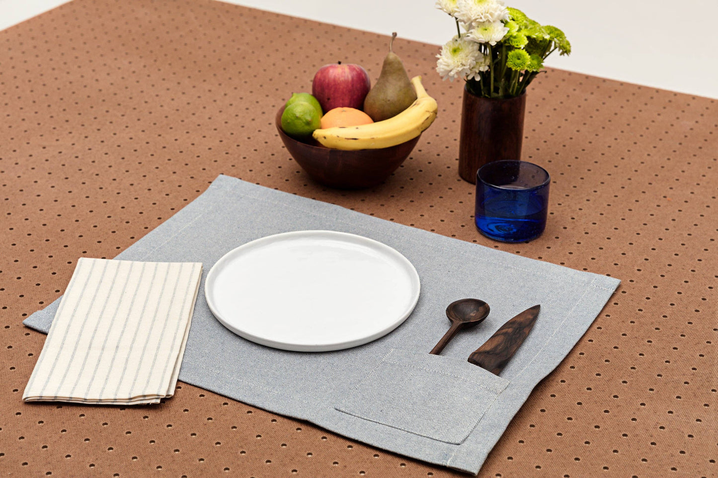 Cloth Placemats with Pocket Denim– Set of 4, 100% Cotton