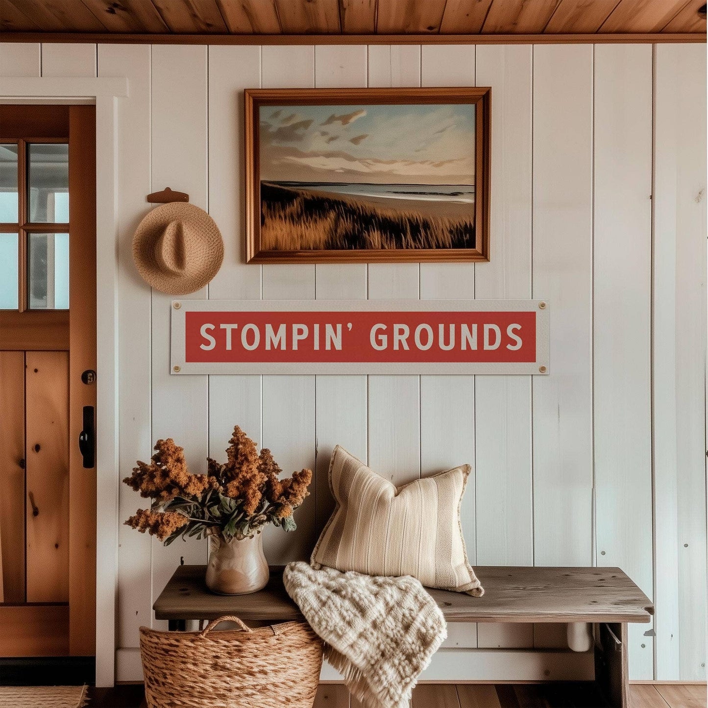 Stompin' Grounds Felt Sign Banner