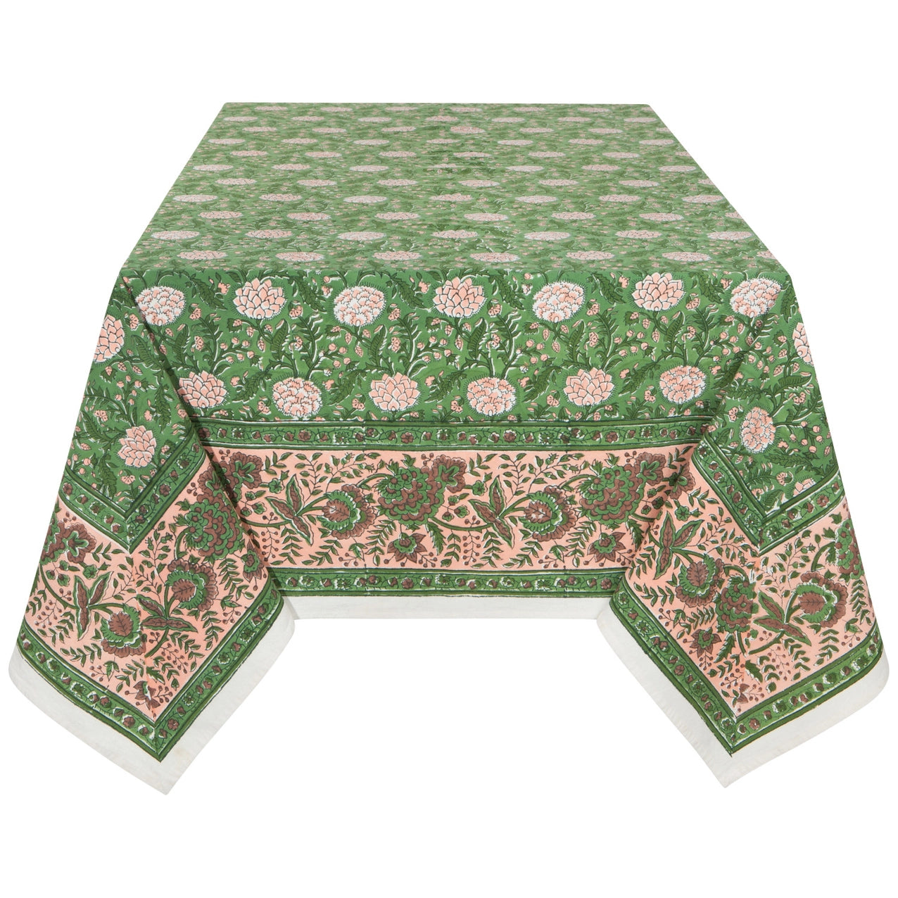 Peony Block Printed Tablecloth - 60x90