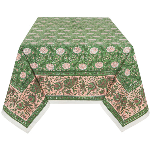 Peony Block Printed Tablecloth - 60x90