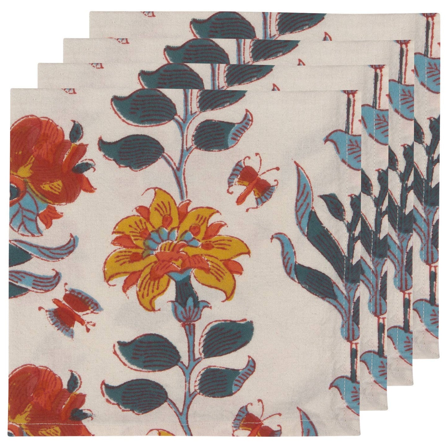 Heirloom Marigold Block Print Napkins Set of 4