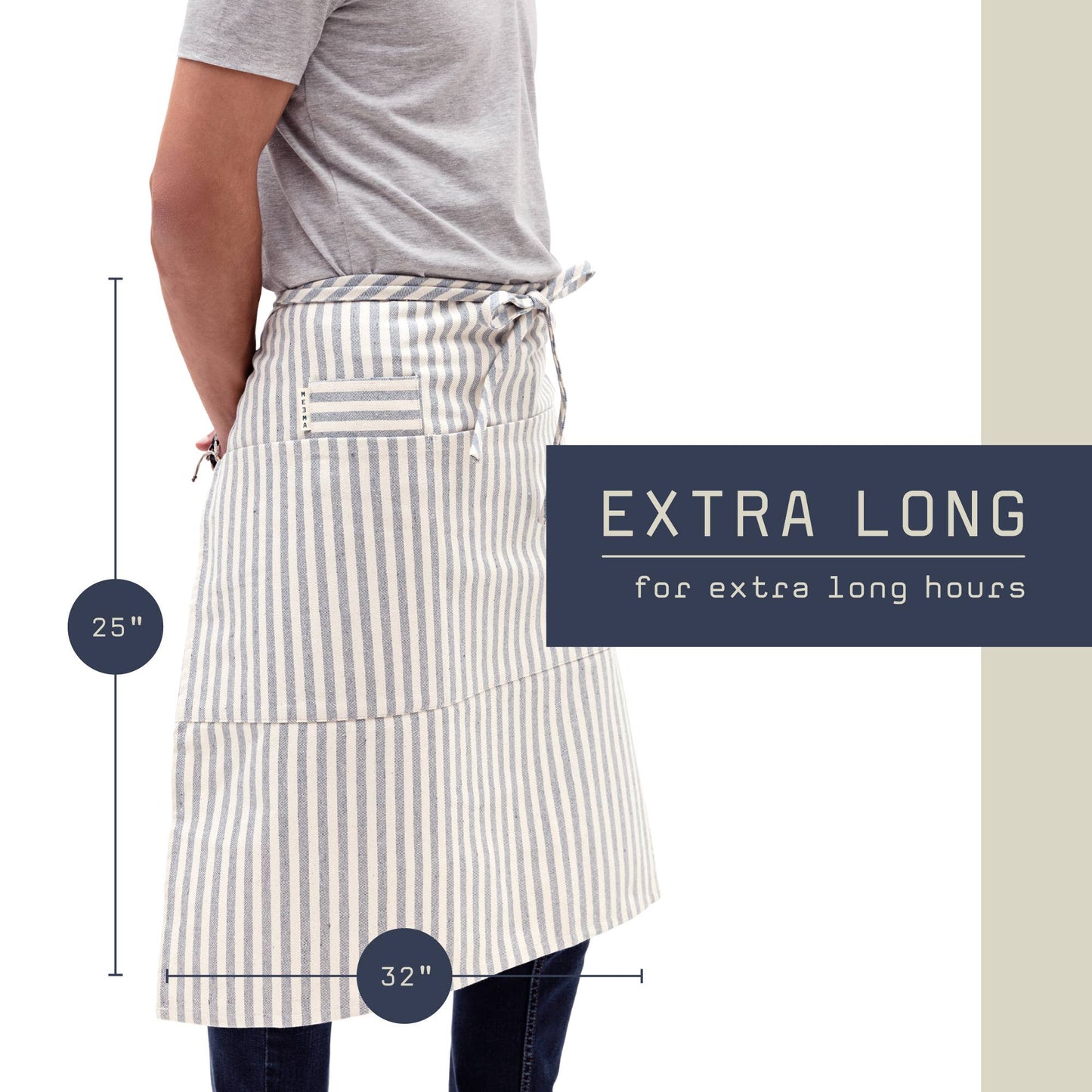 Striped Cotton Bistro Apron – Server, Barista & FOH Use