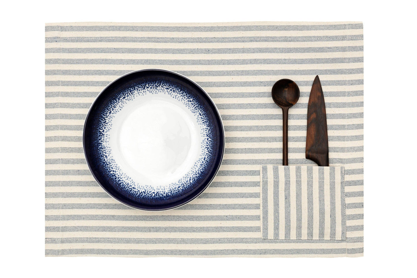 Cloth Placemats with Pocket Denim– Set of 4, 100% Cotton