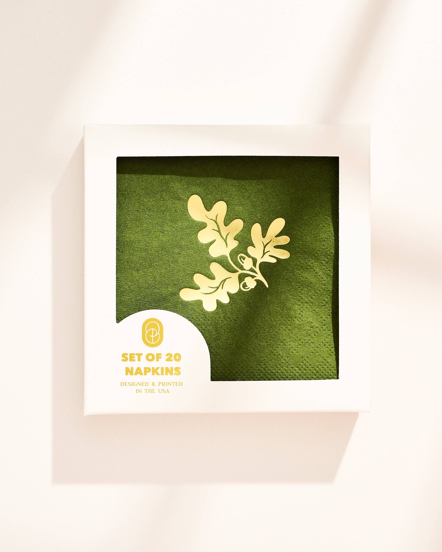 Oak Leaf and Acorn Gold and Green Paper Beverage Napkins - Set of 20