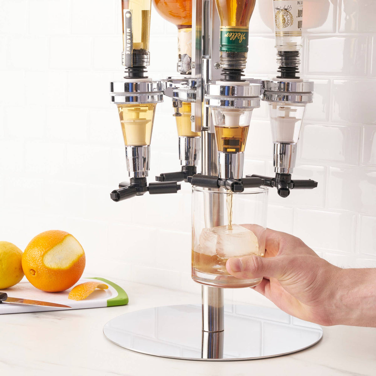 Professional Grade 4 Bottle Liquor Tap w Hands Free Spigots