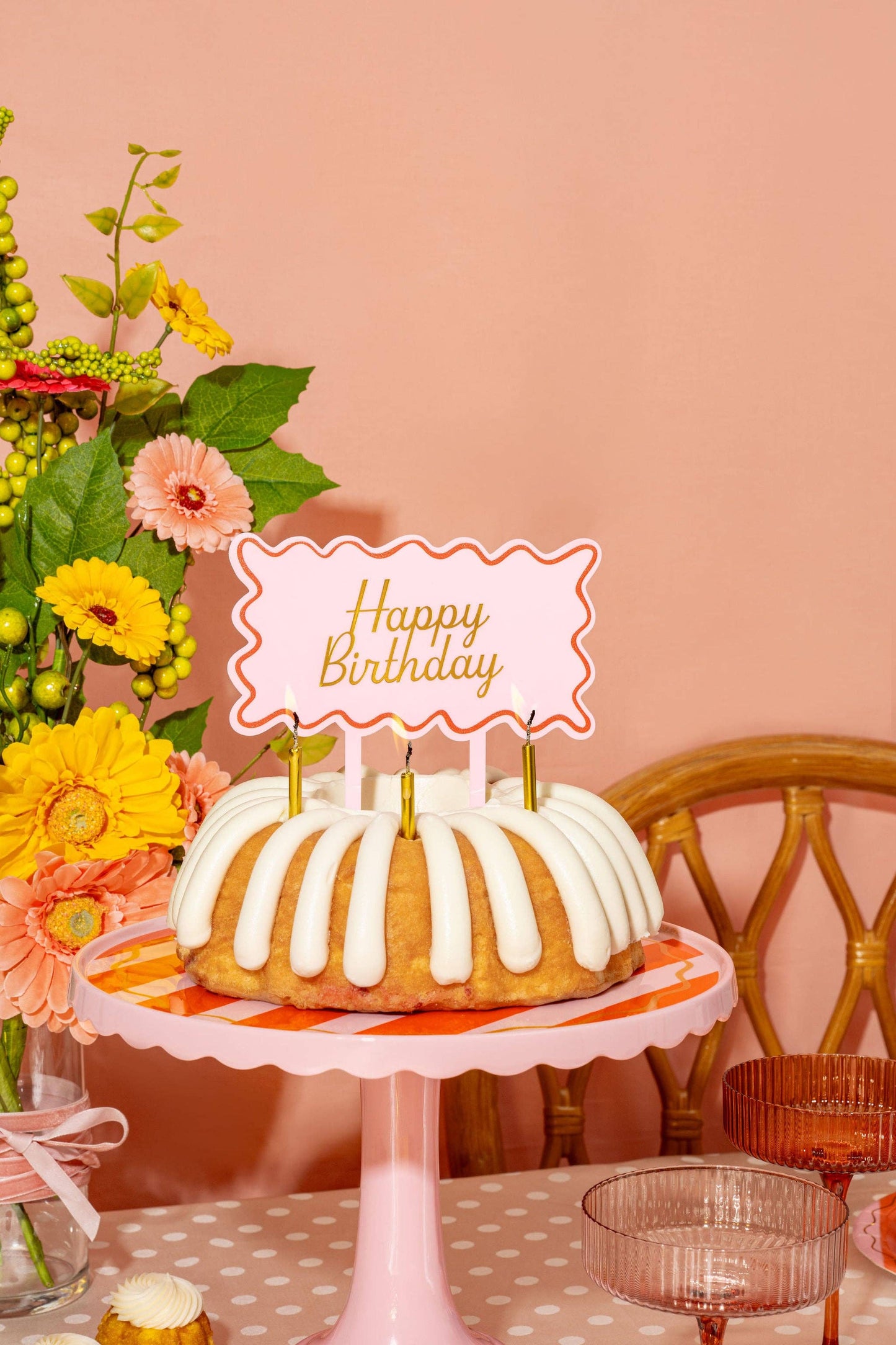 Pink & Red Birthday Acrylic Cake Topper