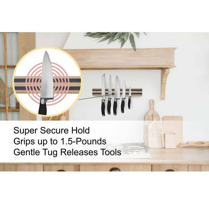 HIC Kitchen Magnetic Knife And Tool Storage Bar, Wood