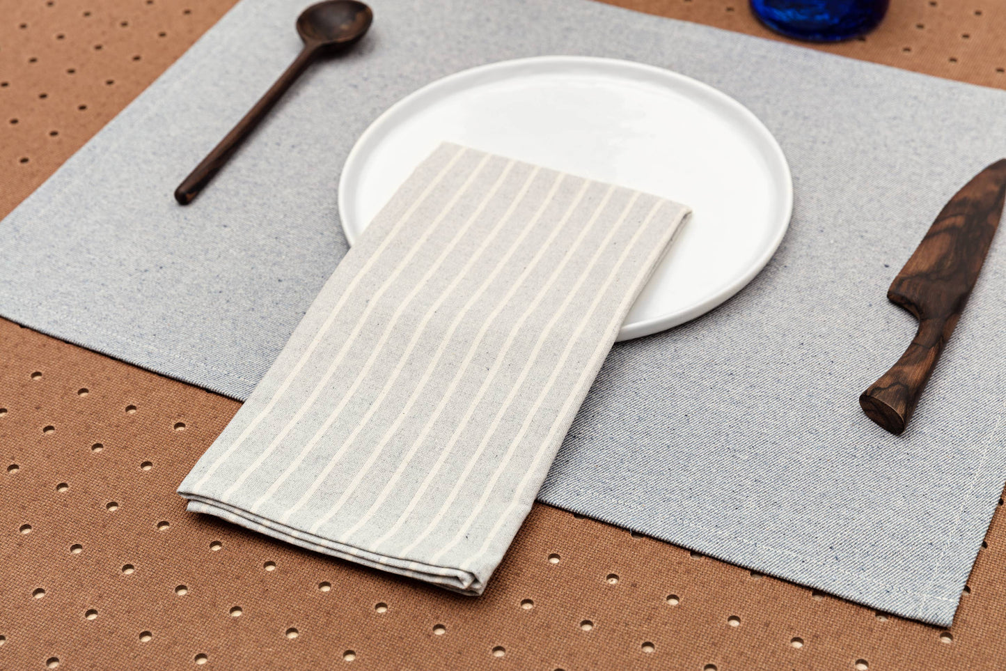 Striped Napkins Blue – Recycled Cotton Set