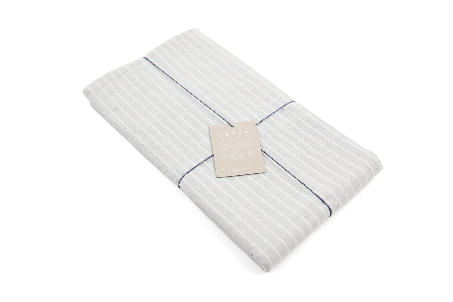 Dusty Blue Striped Tablecloth - Upcycled Cotton