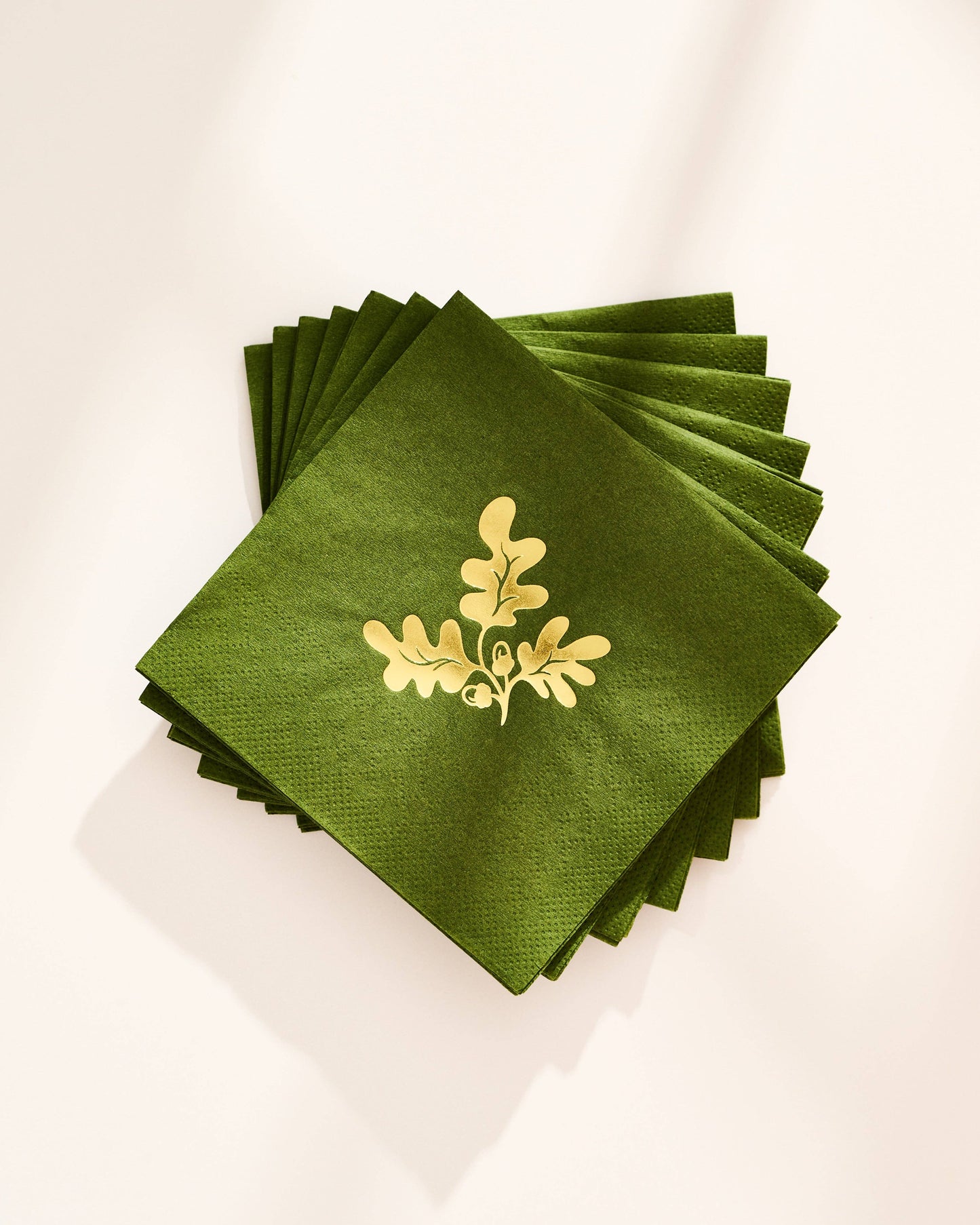 Oak Leaf and Acorn Gold and Green Paper Beverage Napkins - Set of 20