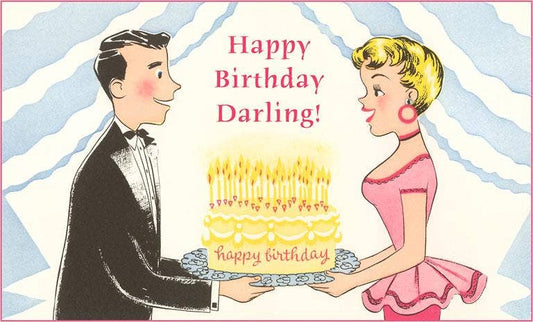 Postcard HB-279 Happy Birthday Darling, Cartoon Couple with