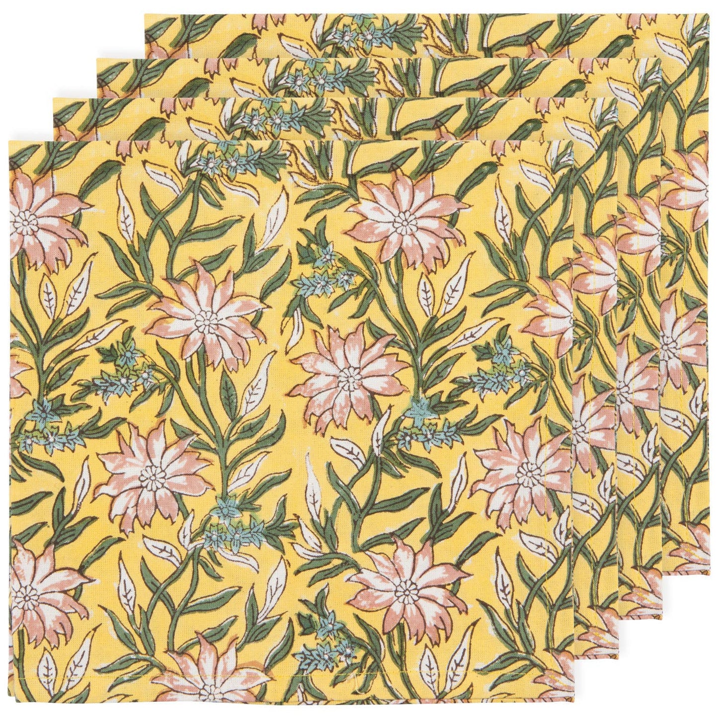 Heirloom Clematis Block Print Napkins Set of 4
