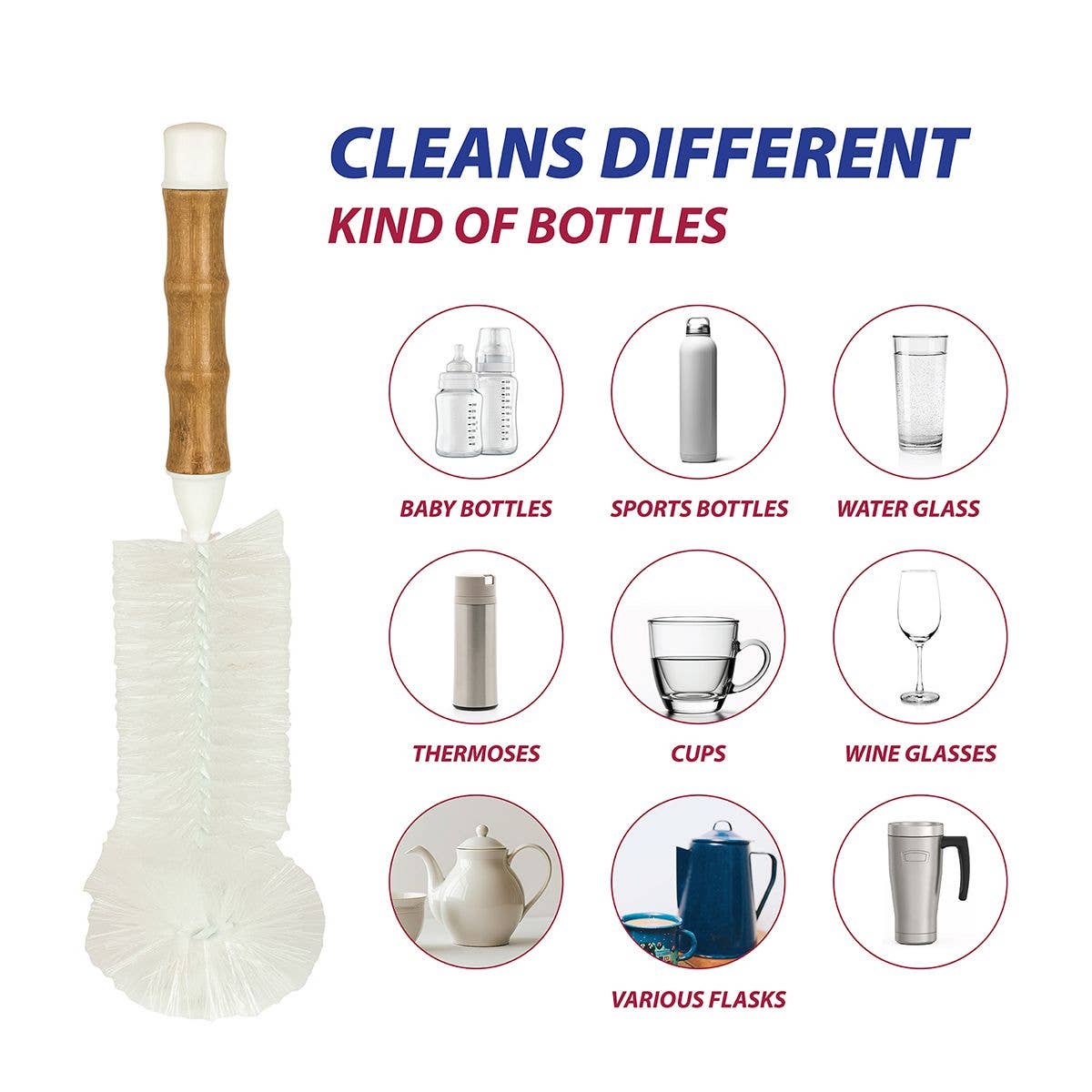 HIC Bamboo Water Bottle Brush