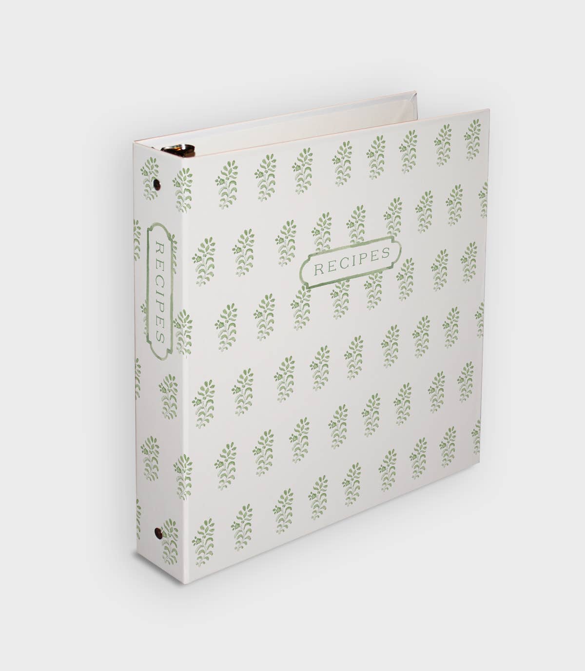 Block Print 3-Ring Recipe Binder in Green