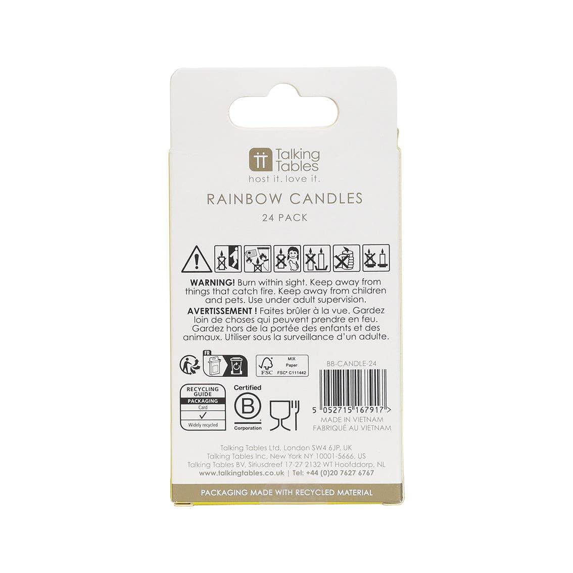 Rainbow Birthday Candles - 24 Pack | Cake Candles |