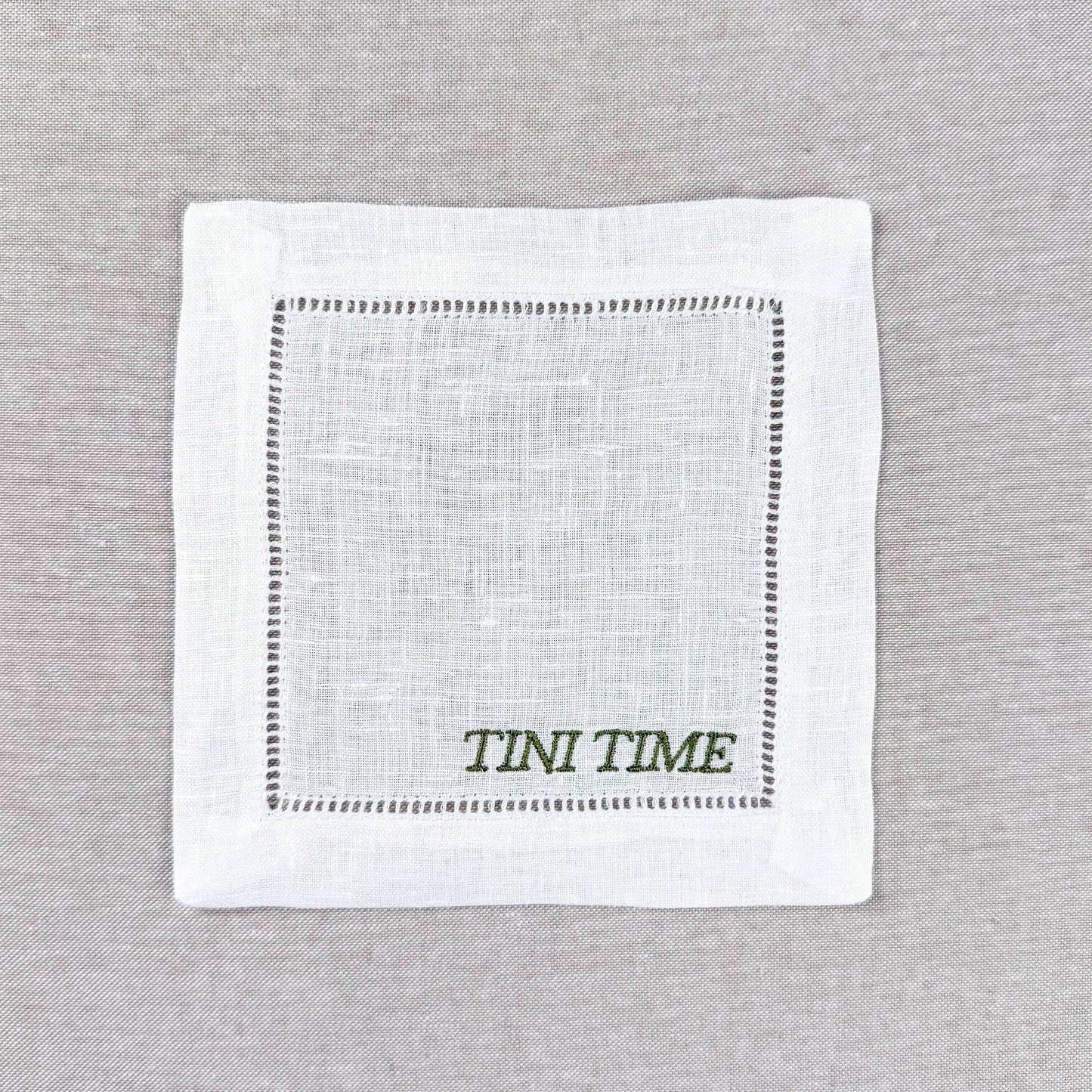 Olive Martini Embroidered Cocktail Napkin Set