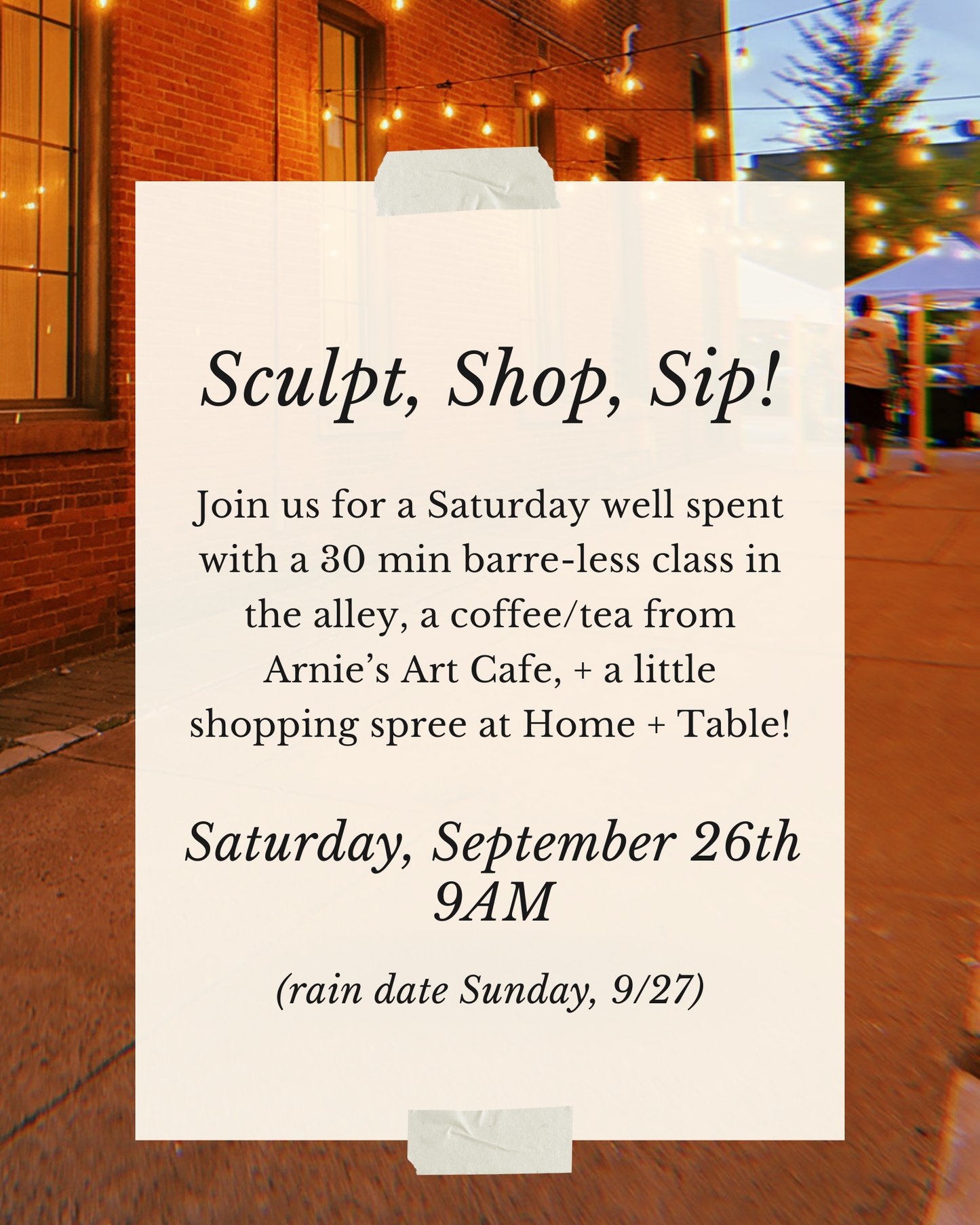 Sculpt, Sip, Shop!!: September 26th