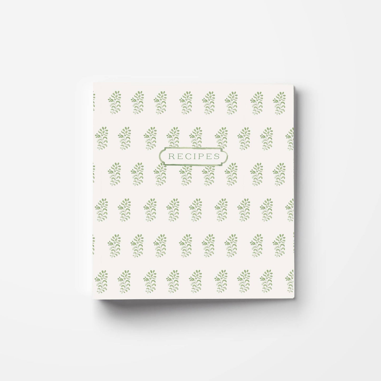 Block Print 3-Ring Recipe Binder in Green