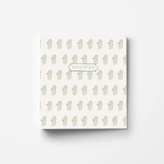 Block Print 3-Ring Recipe Binder in Green